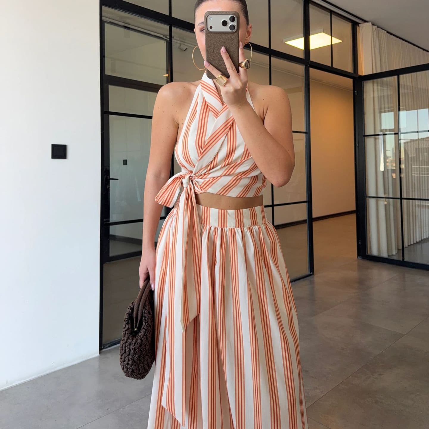 European and American Women's Fashion 2026 Summer New Sleeveless Vest Tie-Dye Striped Print Skirt Set