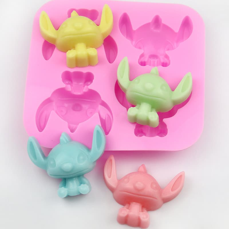 Happy 4-Piece Cute Cartoon Character Creative Bread Mold Silicone Cake Mold Chocolate Mold Soap Mold