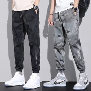 Summer Ice Silk Quick-Dry Pants 2025 Men's Fashion Stain-Resistant Tapered Cargo Pants High-End Camo Wholesale Loose Fit
