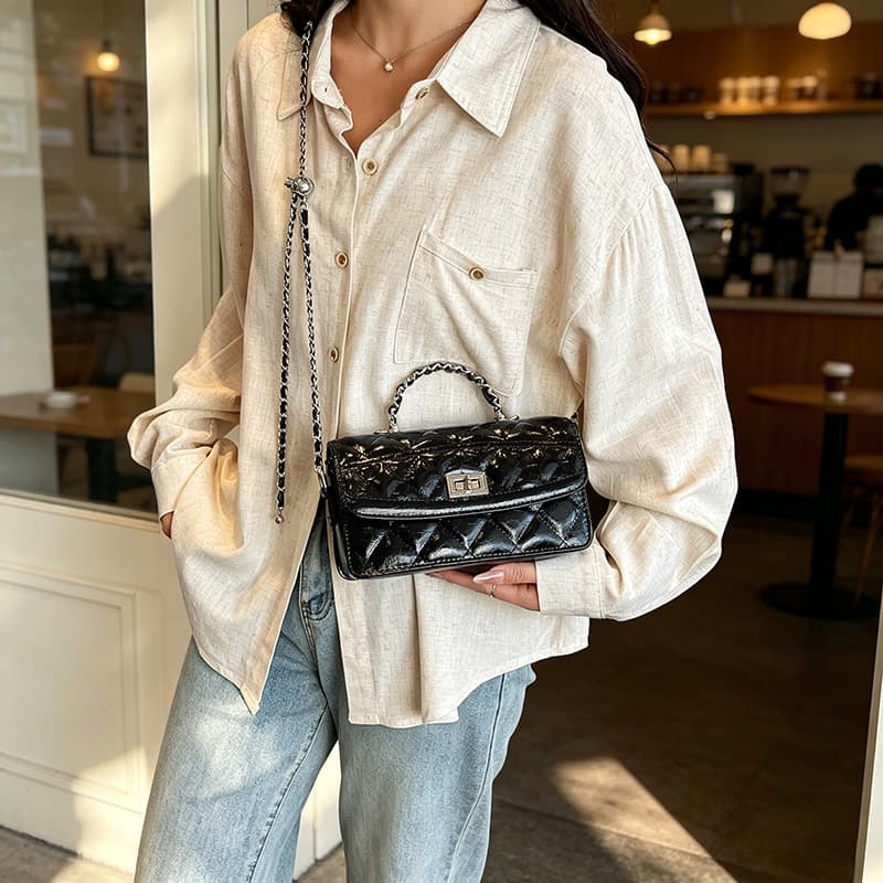 Silver Crossbody Bag for Women 2026 New Summer Small Crossbody Phone Bag Women's Chanel-Style Bag