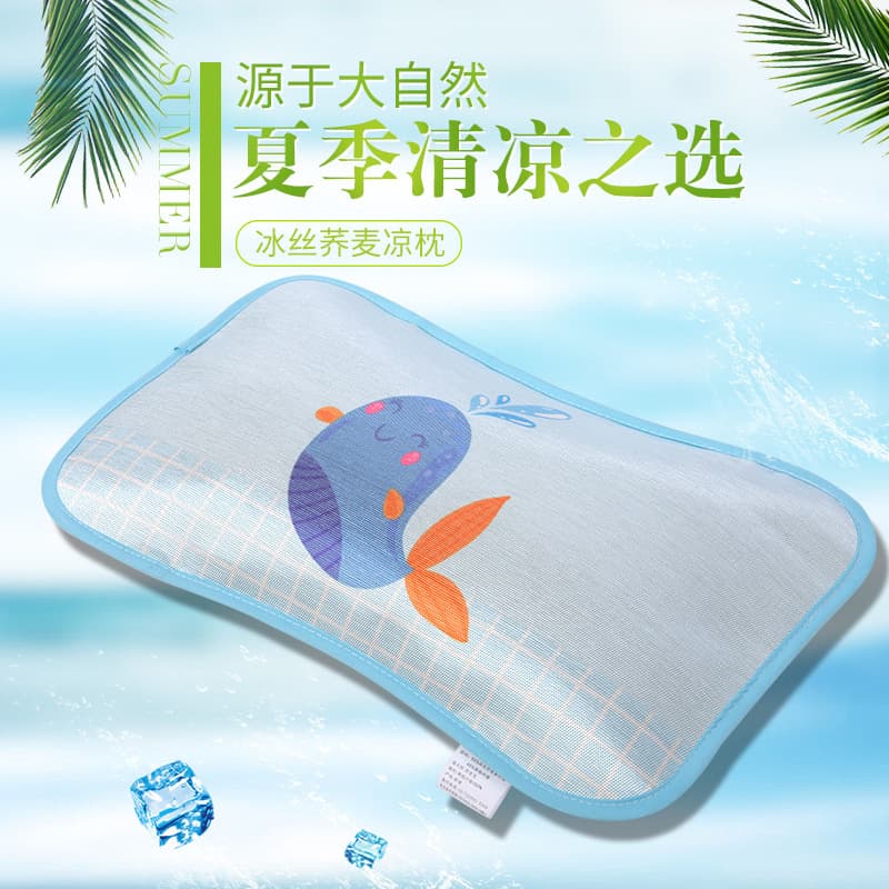 Baby Cooling Mat Pillow with Cartoon Print, Ice Silk Summer Cool Pillow, Bed Mat Pillow with Buckwheat Hulls, Factory Direct Sales