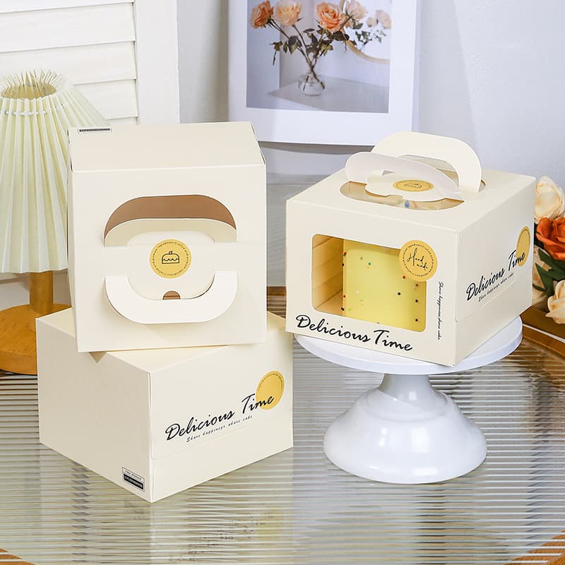4-Inch Cake Box, 4-Inch Tall Handheld Transparent Window Birthday Cake Packaging Box, Mousse Pastry Takeout Box