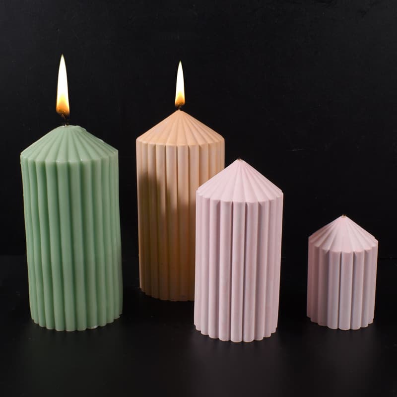 Pointed Striped Cylinder Candle Mold, Thick Striped Cylinder Candle, Geometric Vertical Stripe Nordic Candle Decoration Mold