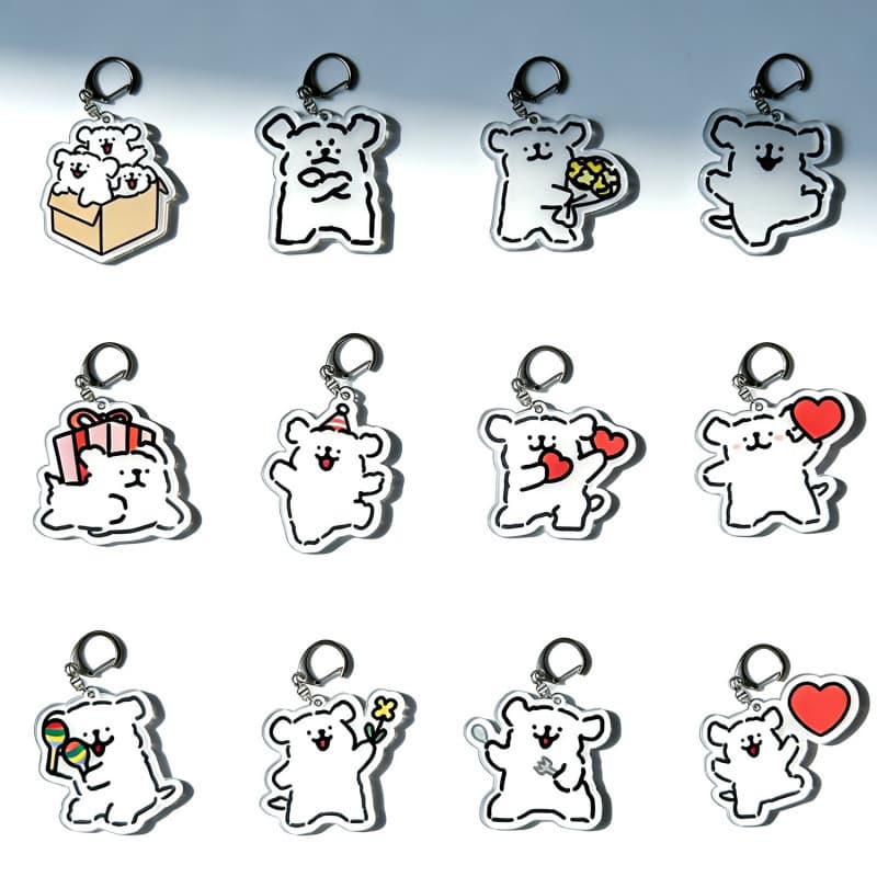 Cross-border Maltese Cartoon Line Dog Keychain Student Acrylic Pendant Cute Funny Student Pendant