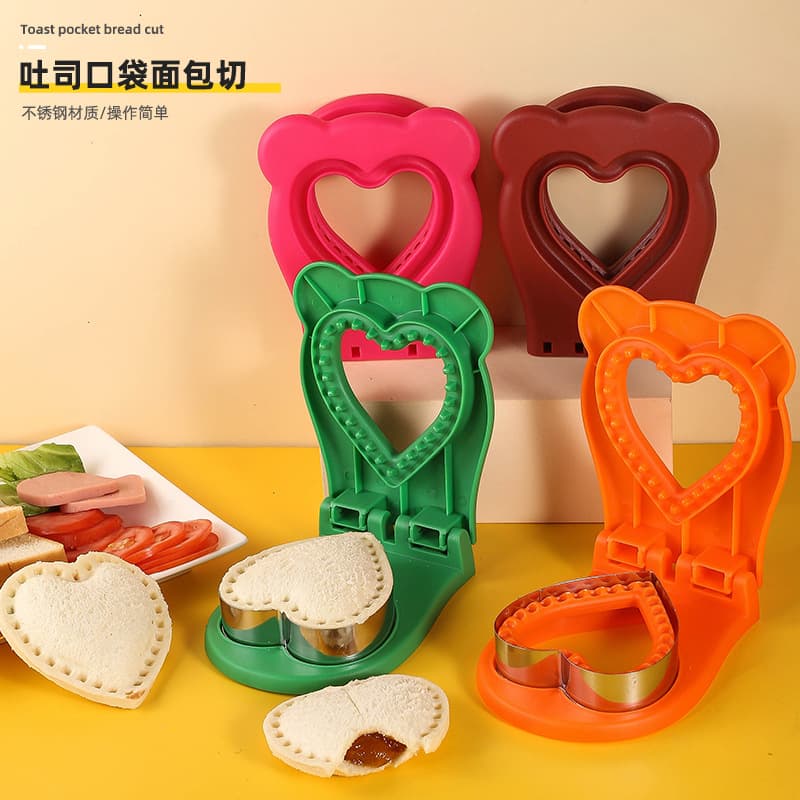 New Heart-Shaped Automatic Edge-Sealing Toast Pocket Bread Maker DIY Sandwich Cutting Mold for Home