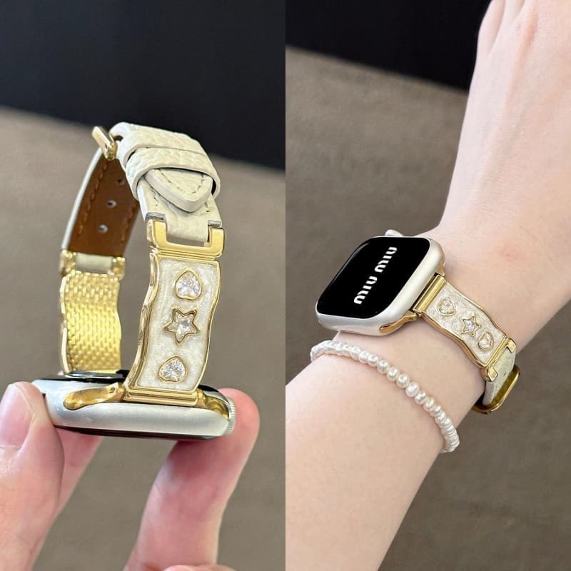Crystal Rhinestone Half-Bracelet Watch Band for Apple Watch S10, Compatible with iWatch 9/8/7/6/SE
