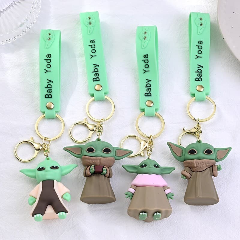 Cartoon Star Wars keychain cute schoolbag pendant Japanese Yoda keychain silicone schoolbag pendant for boys