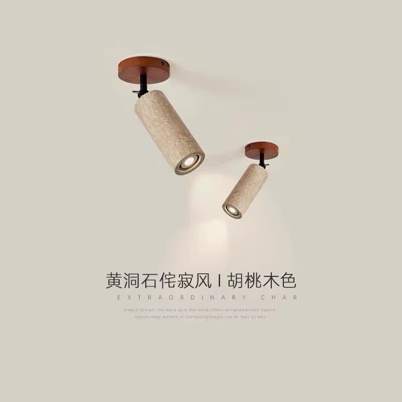 Yellow Travertine Recessed Hallway Light, Vintage Walnut Color, Foyer No-Main-Light Design, Home Adjustable Wall Lamp, Corridor Light
