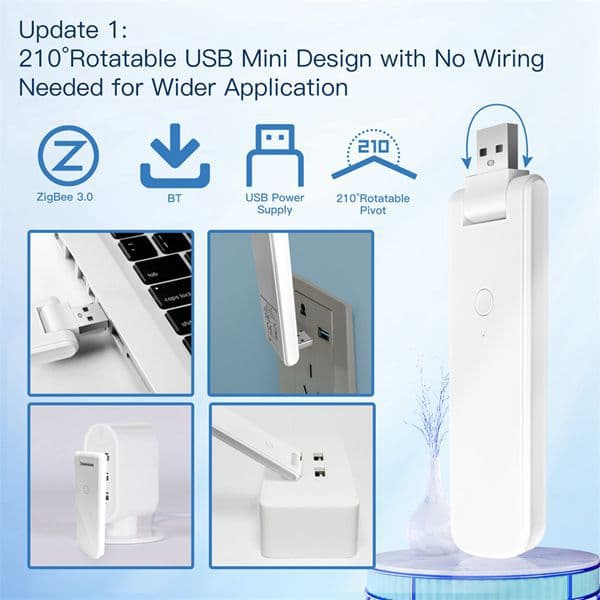 1 White Abs Graffiti Smart USB Multi-Mode Gateway Bluetooth + Zigbee Wireless Hub Smart