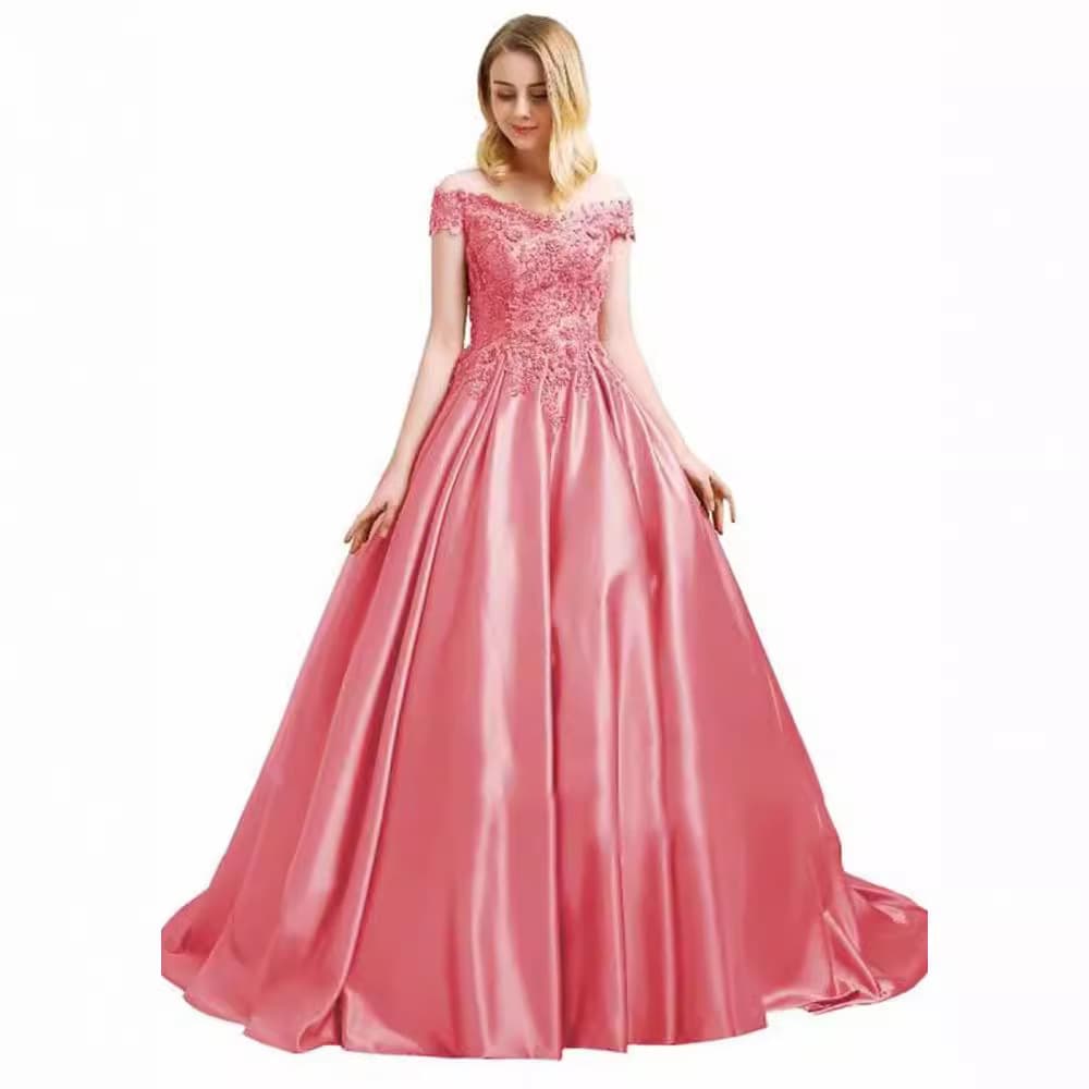 Amazon, European and American E-Commerce Platforms, 2026 Applique Beaded Ball Gown, Graduation Student Art Exam Evening Dress with Train