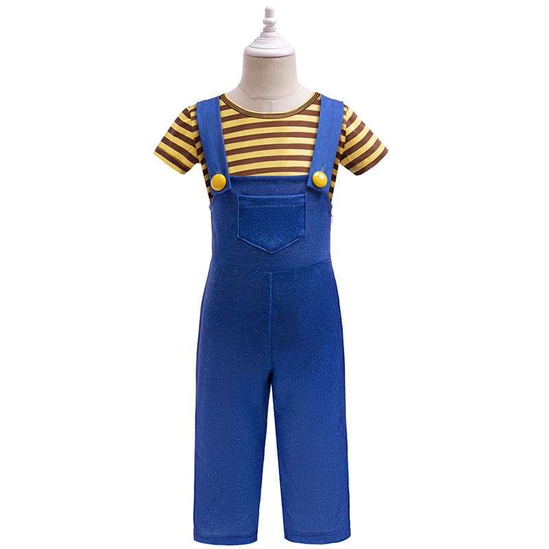 Children's clothing Minions same style two-piece set yellow striped short-sleeved overalls cross-border new stage performance boys' clothing