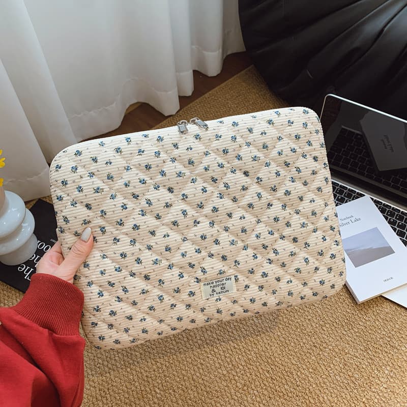 Fresh quilted floral storage bag clutch document bag 13-inch laptop bag tablet 11ipad liner bag