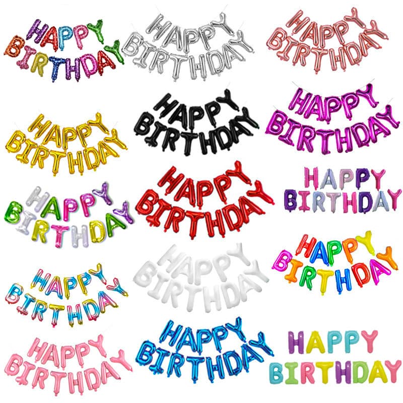 16-inch Happy Birthday Aluminum Foil Balloon Birthday Decoration, Multiple Colors