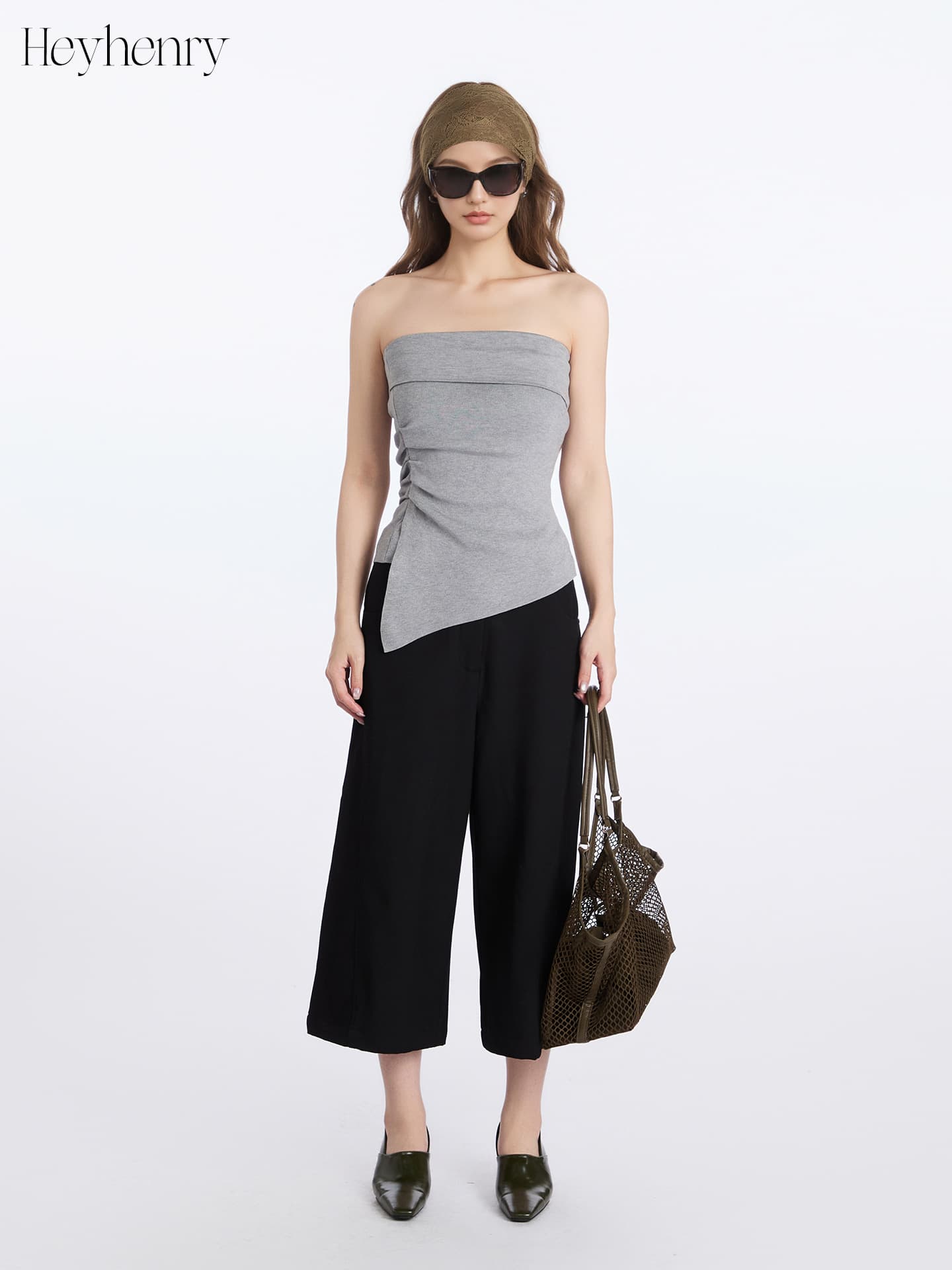 HeyHenry Sexy Strapless Wrap Vest Top for Women 2026 Summer with Waist-Cinching Asymmetric Outerwear