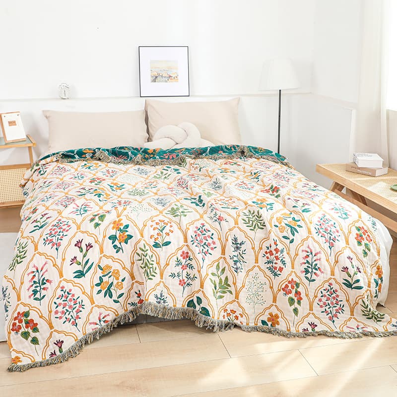 Bonsai Pure Cotton Summer Cooling Blanket Air Conditioning Blanket Full Cotton Gauze Towel Blanket Double Adult Cover Blanket Nap Blanket