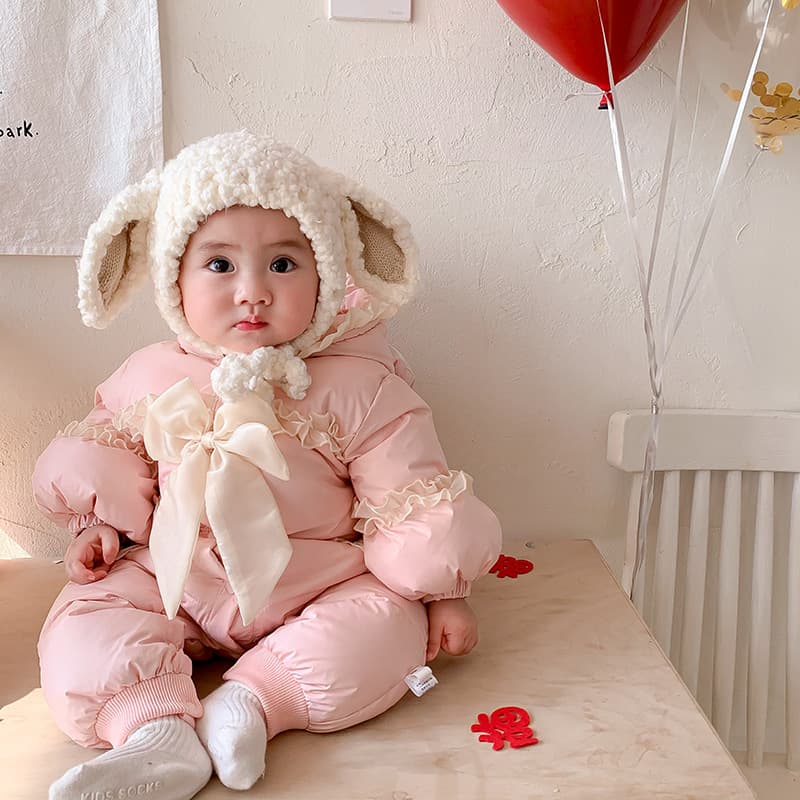 Infant winter warm down crawl suit new national standard 90% down sweet baby outerwear coat newborn jumpsuit