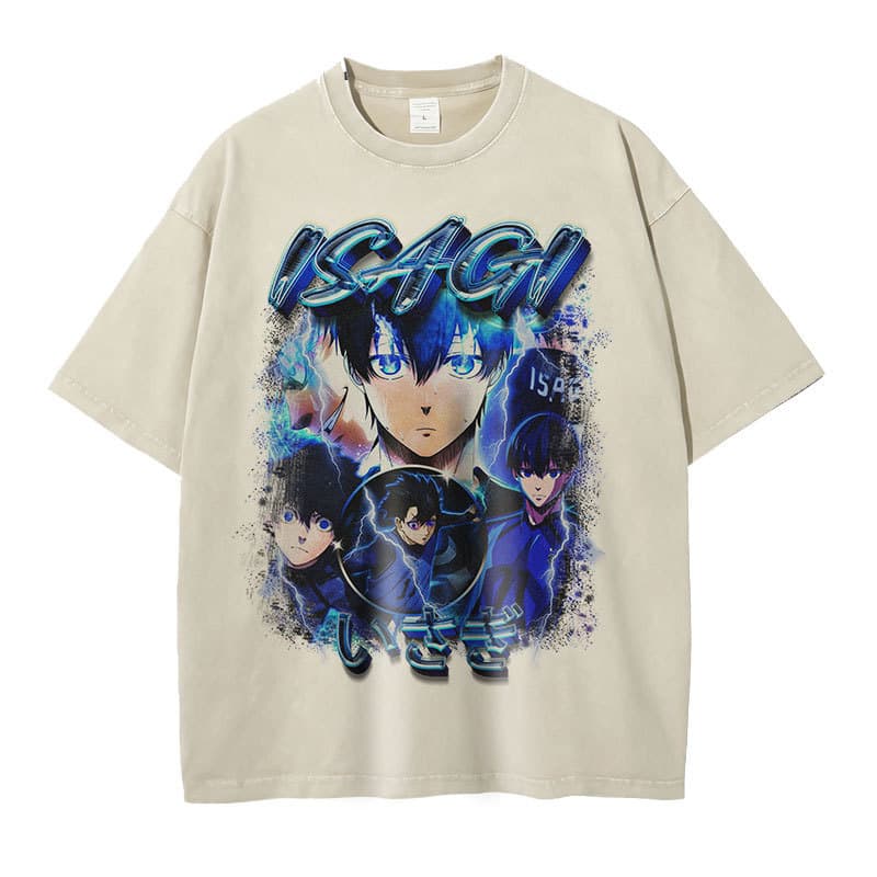 Anime Blue Lock T-Shirt Big Size Vintage Washed Yoichi T-Shirt Harajuku Manga Short Sleeve Bachira Meg