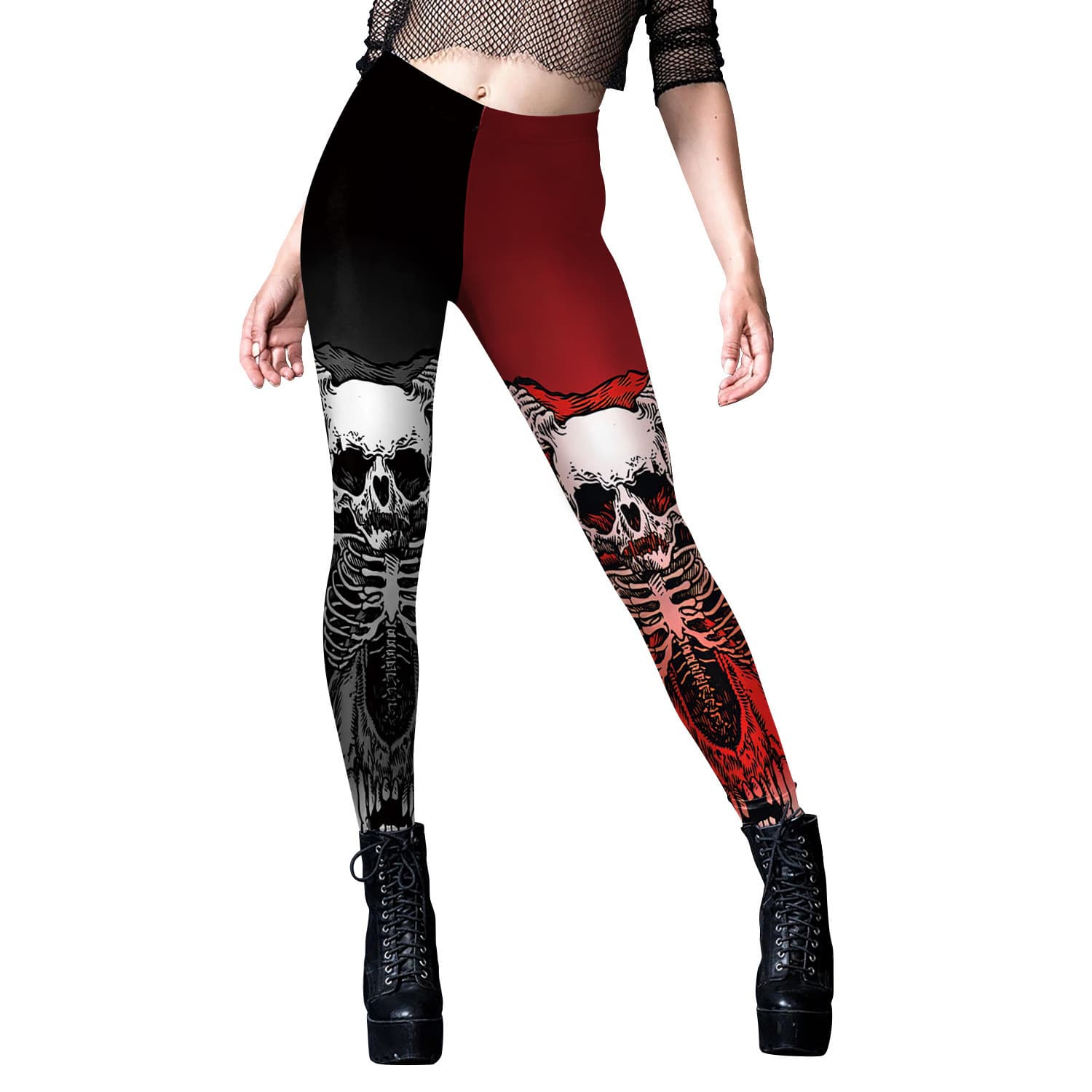 European and American Halloween pants cos skull print digital print striped small feet yoga pants tight leggings for women