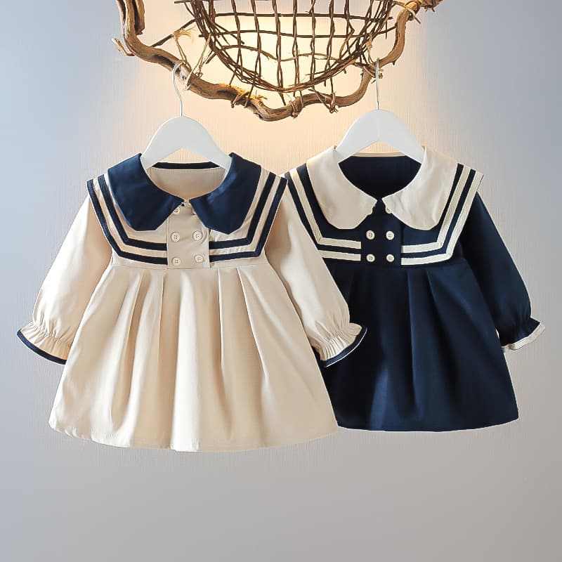 Girls spring dress 2022 spring and autumn new style baby style princess dress little girl college style dress on behalf of