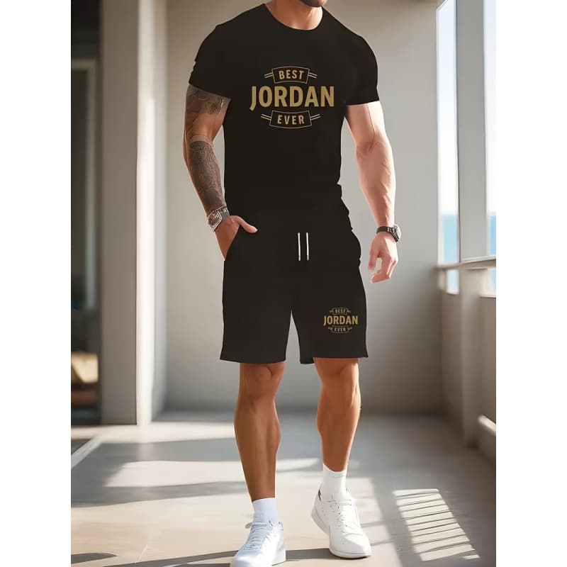 Amazon 2026 spring and summer new cross-border men's daily casual sports 3D printed short-sleeved shorts suit
