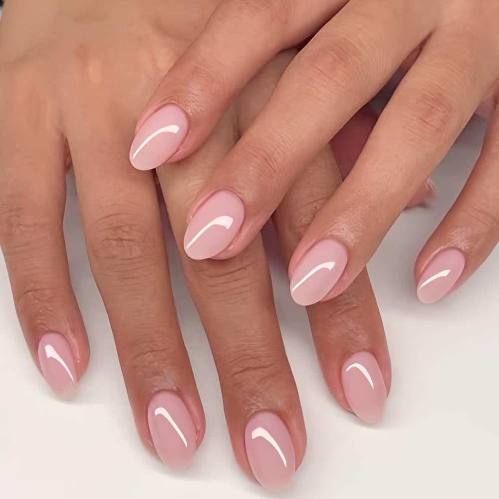 Short Oval Solid Glossy Light Nude Pink Nails High-End Whitening 32 Pieces High-Quality False Nails Removable Wholesale