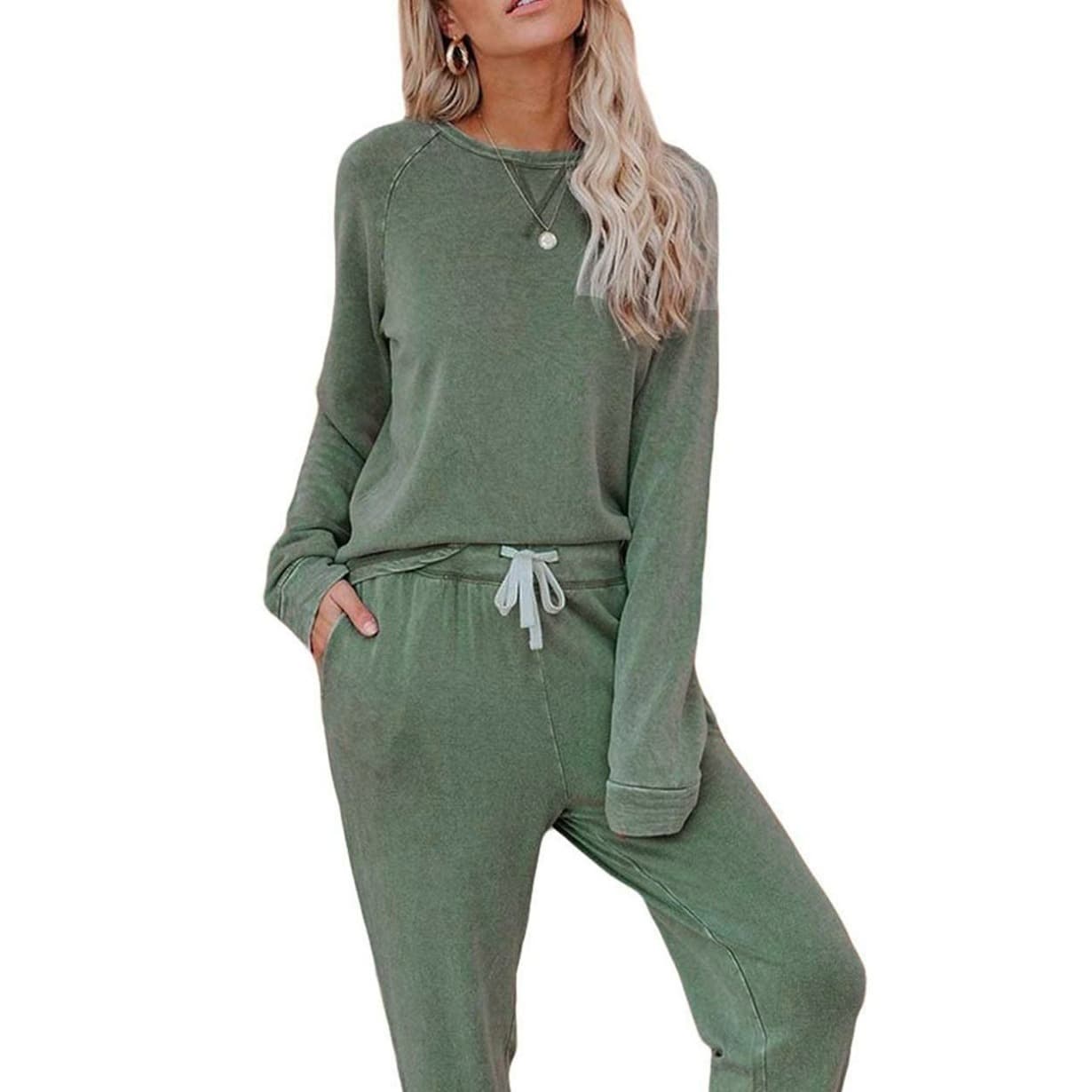 2024 Autumn/Winter Europe and US Cross-Border New Home Clothing Casual Long Sleeve Women's T-Shirt and Pants Two-Piece Set
