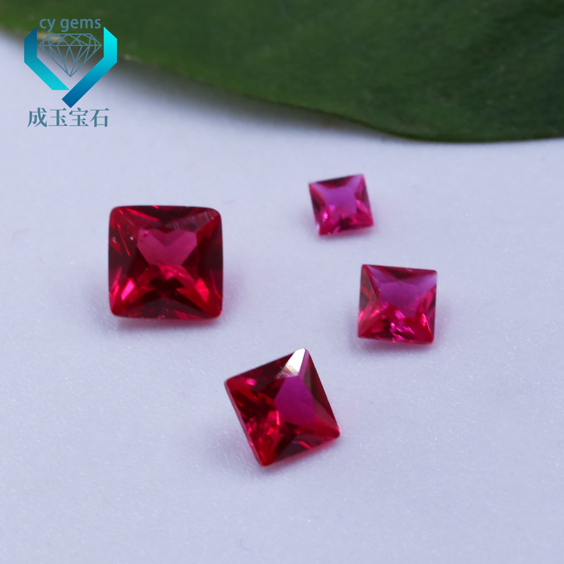 Square right angle 3#5#8# red corundum bare stone wholesale artificial ruby ruby pointed bottom suede jewelry