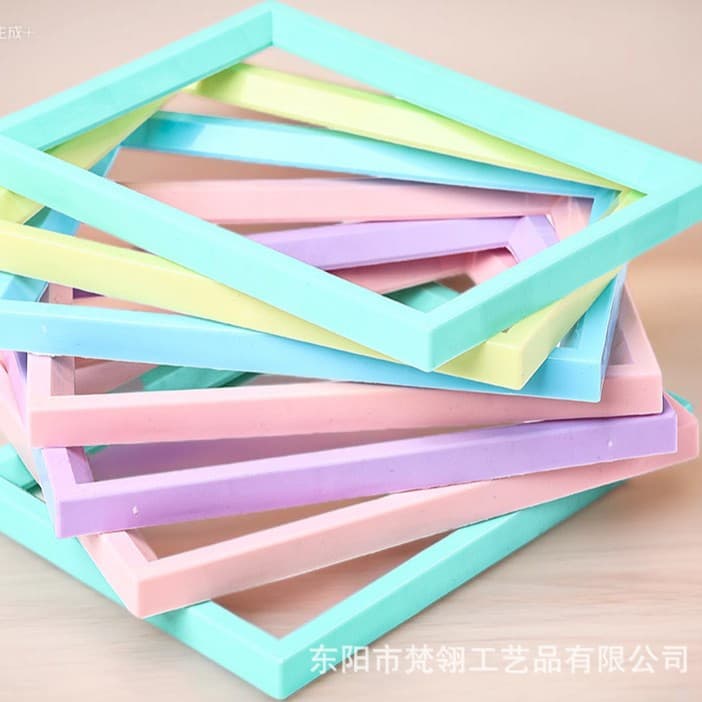 Creative slanted plastic photo frame, empty rectangular DIY children's handmade diamond painting special photo frame, in stock and wholesale.