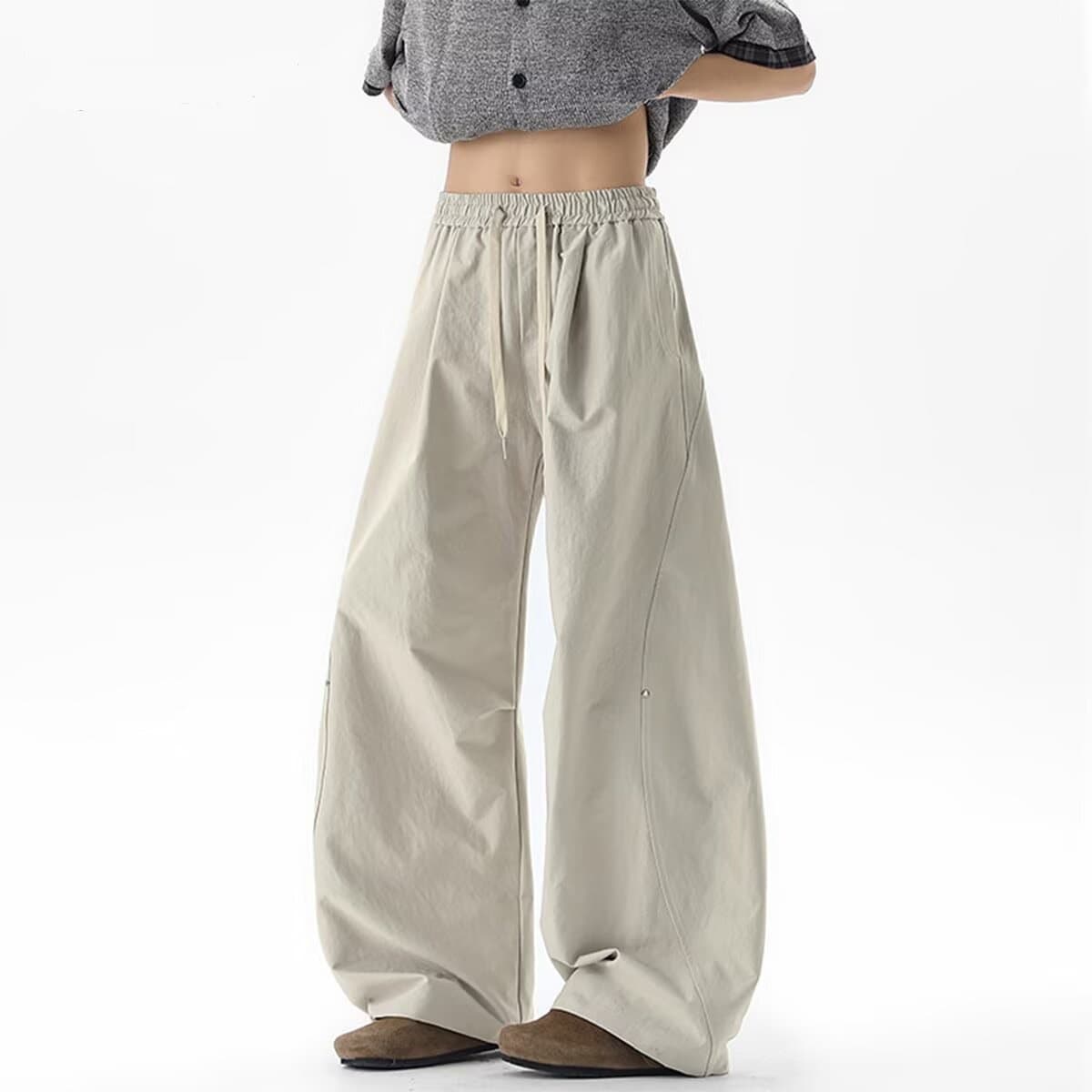 American retro high-waisted wide-leg sweatpants for men and women summer high street design loose straight casual hiphop sweatpants