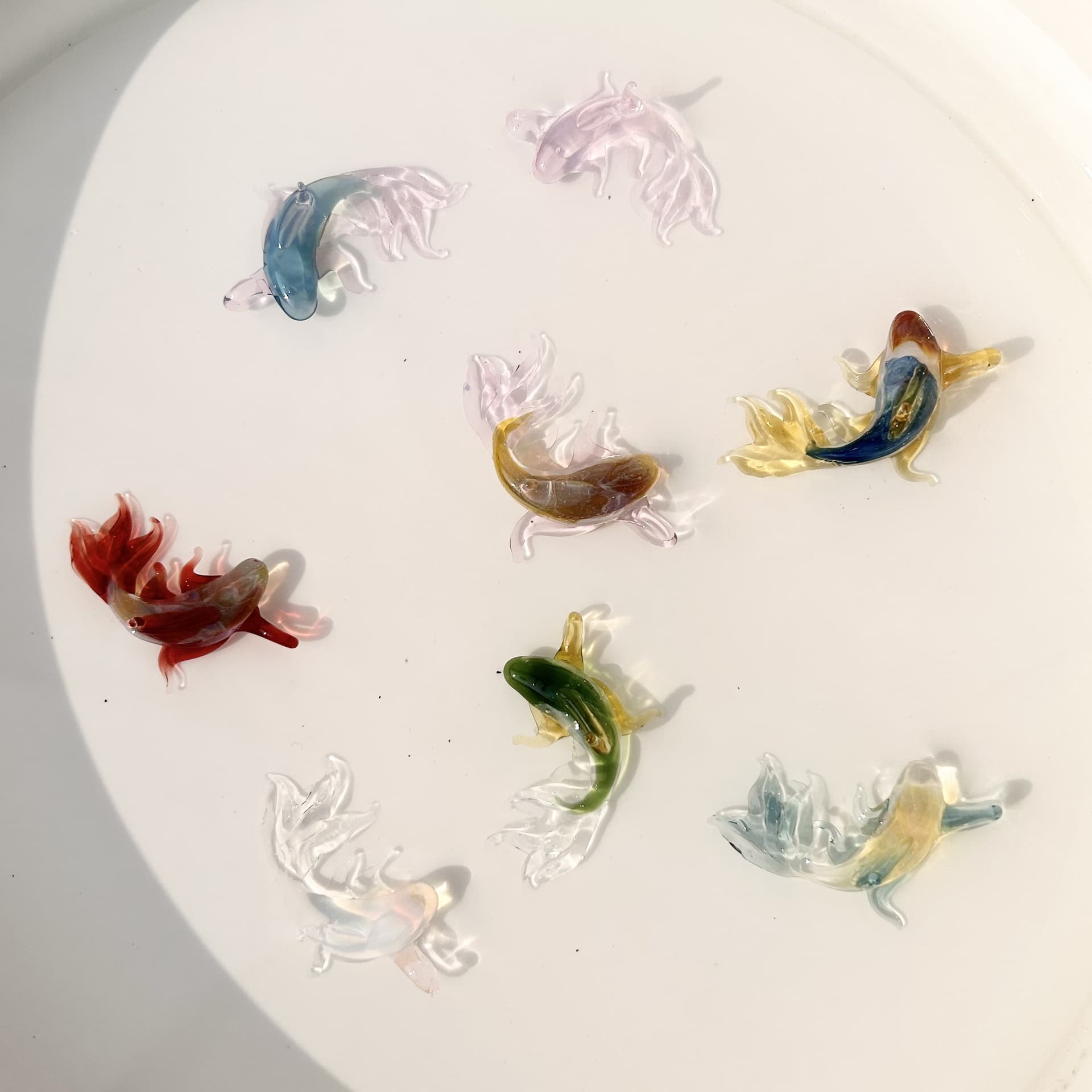 Imported Material Glass Cute Little Koi Pendant Earrings, Pure Handmade Color-Changing Design, Niche Light Luxury Glass Accessories