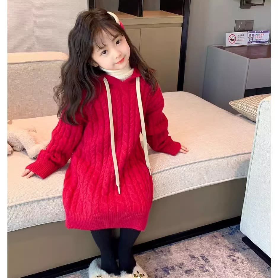 Custom Boys' and Girls' Hooded Long Knitwear for New Year, Private Customization, Processing from Provided Designs or Samples, Cross-border AliExpress