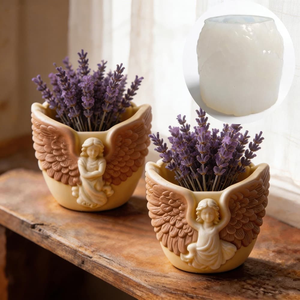 Angel Wings Silicone Vase Mold European Angel Relief DIY Scented Candle Plaster Ornament Mold