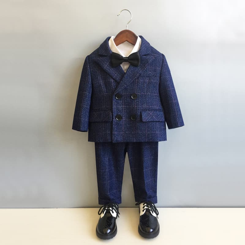 New style children's suit and formal wear set, spring and autumn boys' performance costume, toddler British style performance costume, drop shipping available for first birthday.