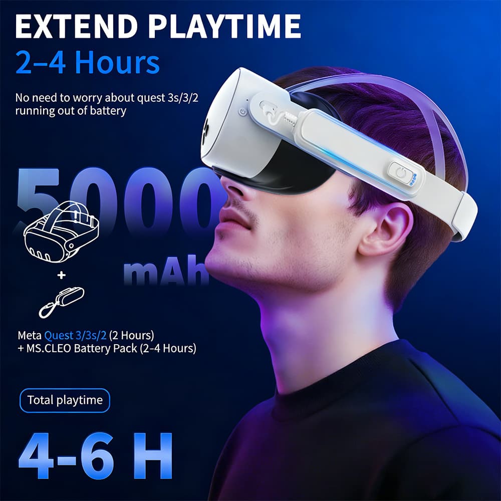 VR Charger External Battery for Meta Quest 3/2 Power Bank VR Mobile Power Supply for VR Headset Extended Battery Life