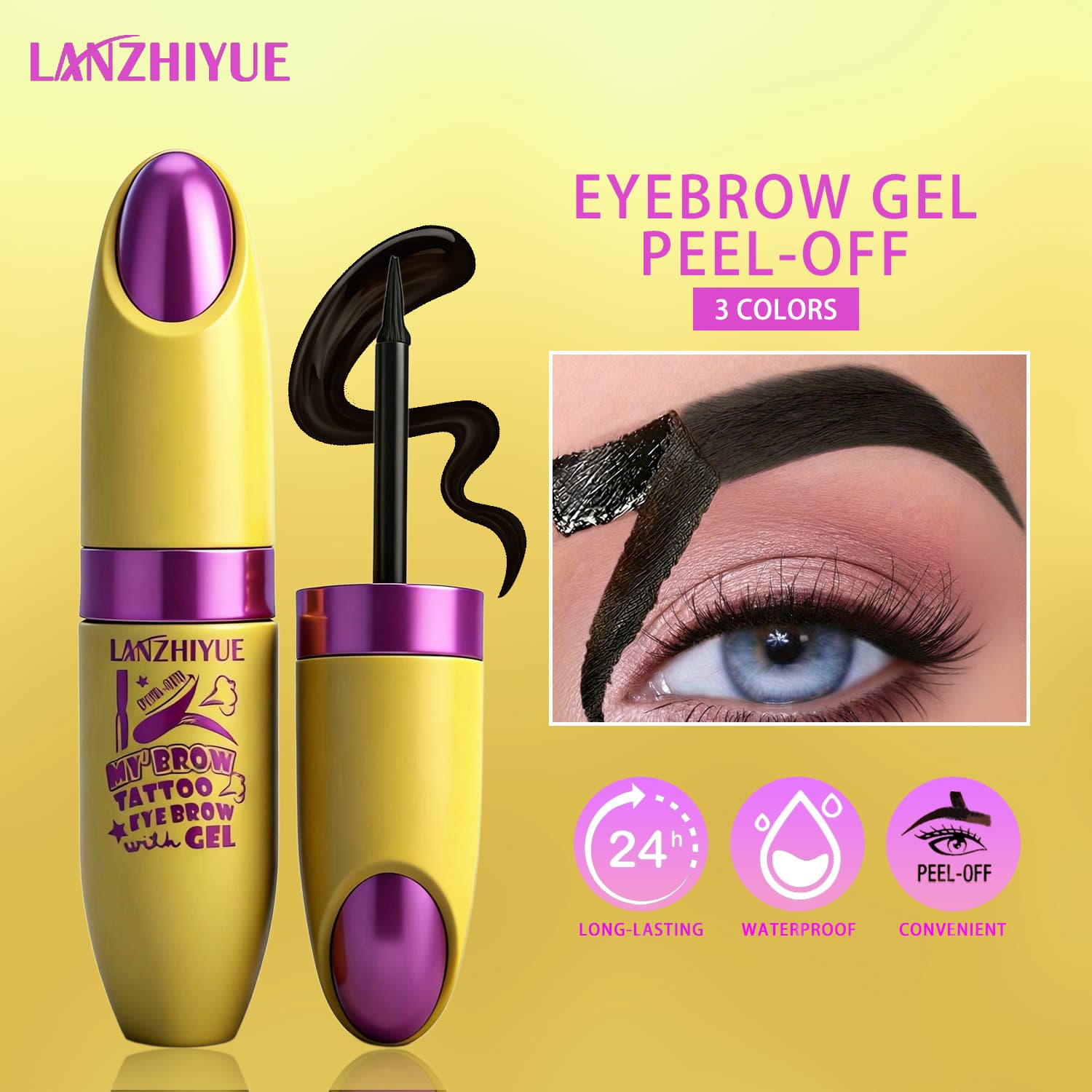 Cross-border Makeup Exclusive Peel-Off Eyebrow Tint Semi-Permanent Eyebrow Pencil Waterproof Sweat-Proof Natural Long-Lasting Peel-Off Eyebrow Cream for Export