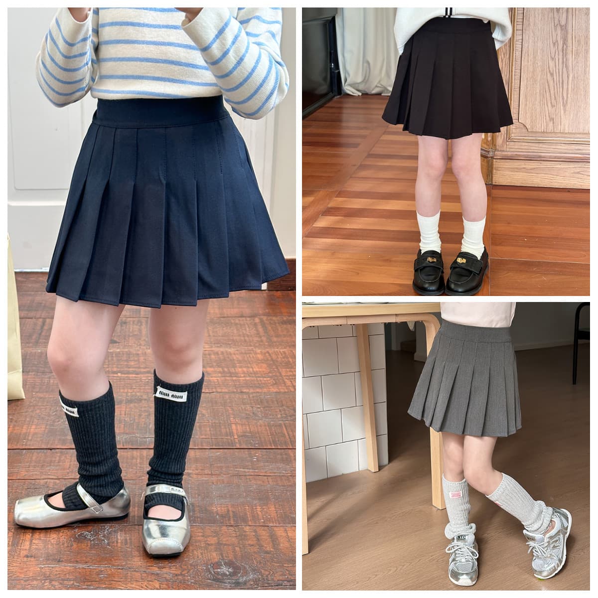 Elmo Baby Children's School Style Pleated Skirt Girls Autumn Casual Korean Style Skirt Stylish Flowy Short Skirt