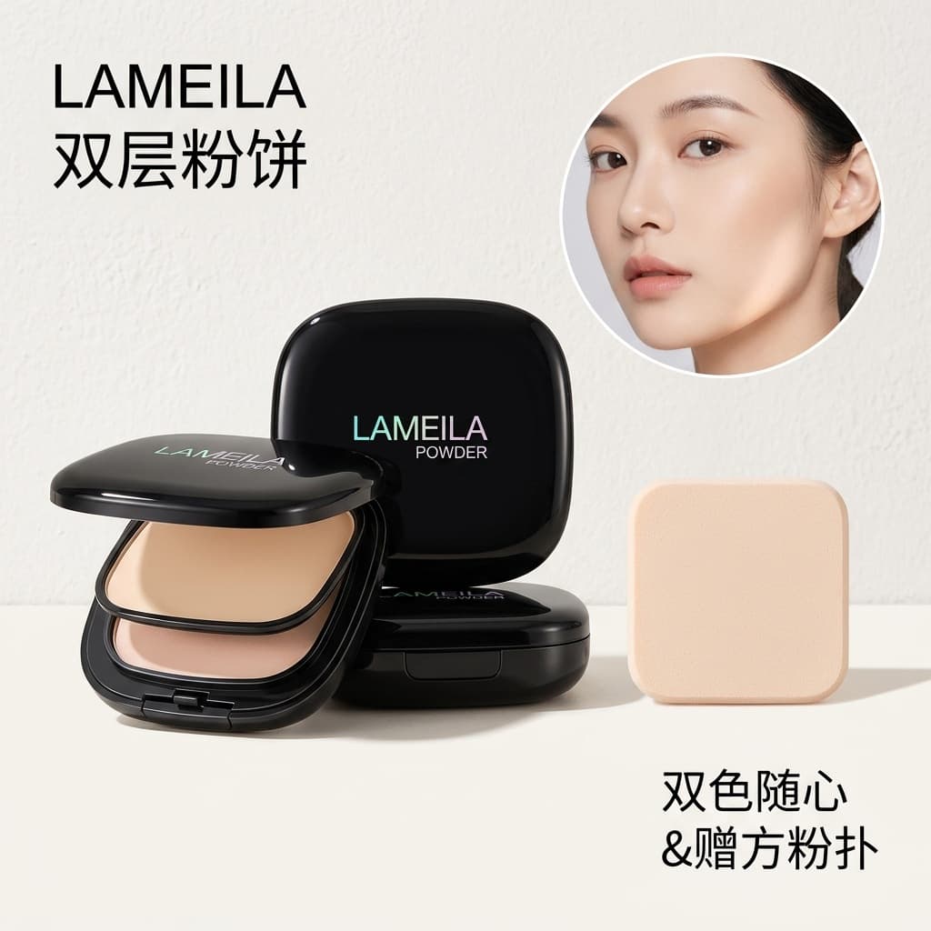 Lamela Clear Concealer Double Layer Powder to Brighten and Set Makeup Portable Makeup Makeup Artifact Wet and Dry Air Cushion Powder