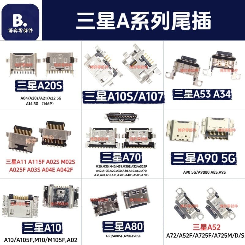 Suitable for Samsung A90A80A70A60A50A32A52A72A82 TypeC tail plug charging interface female base