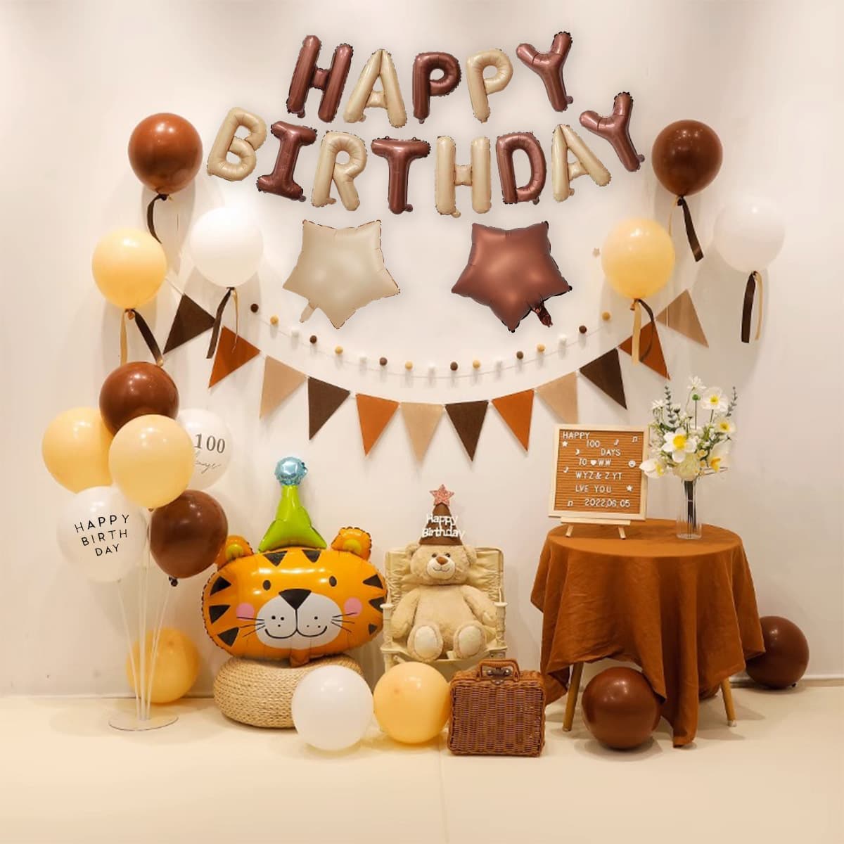 Baby 100-Day Celebration Decoration Ins-Style 100-Day Ceremony Decor Photo Birthday 100-Day Anniversary Balloon Background Wall