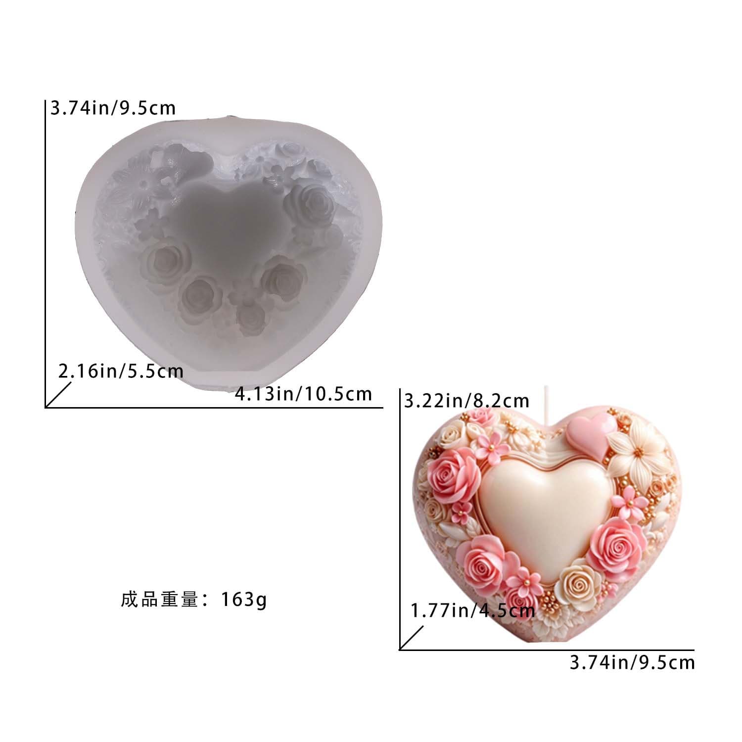 Proud Love Flower Candle Silicone Mold DIY Heart-shaped Wreath Aroma Plaster Ornament Mold