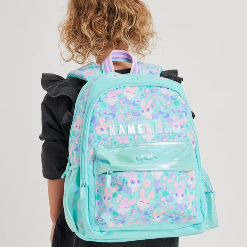 Australia Smiggle Green Rabbit Name Tag Backpack for Kindergarten and First Grade Children