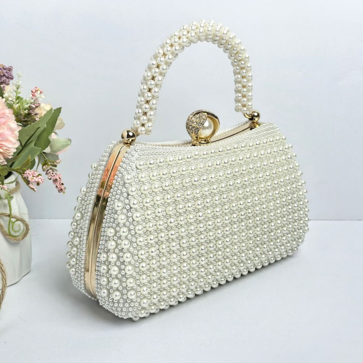 Trendy Pearl Elegant Evening Bag Crossbody Handbag for Ladies Wedding Party Banquet Versatile Hard ABS Plastic Shoulder Bag