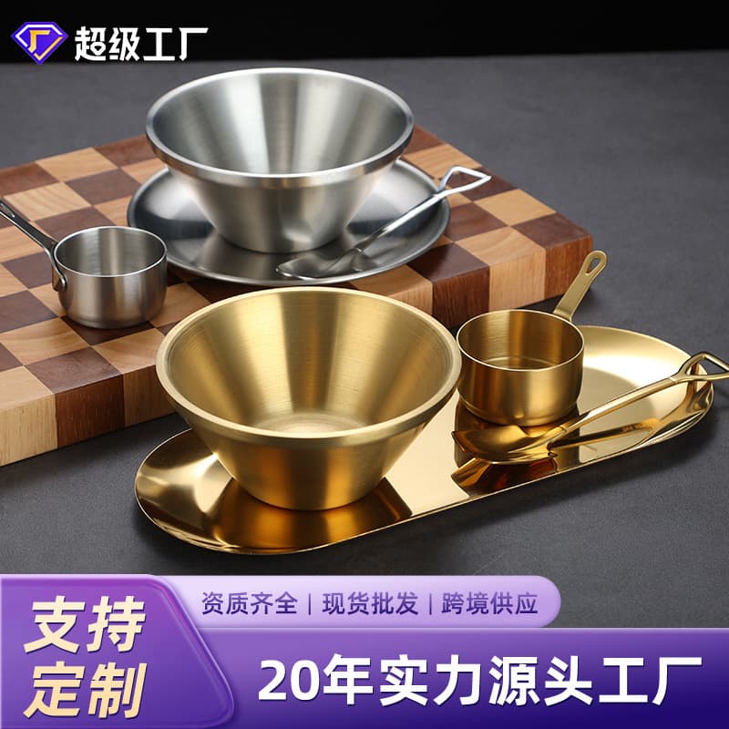 Korean Style Snowflake Stainless Steel 304 Ice Cream Bowl with Spoon Milk Bowl Dessert Bowl Rice Bowl Home Living Utensils