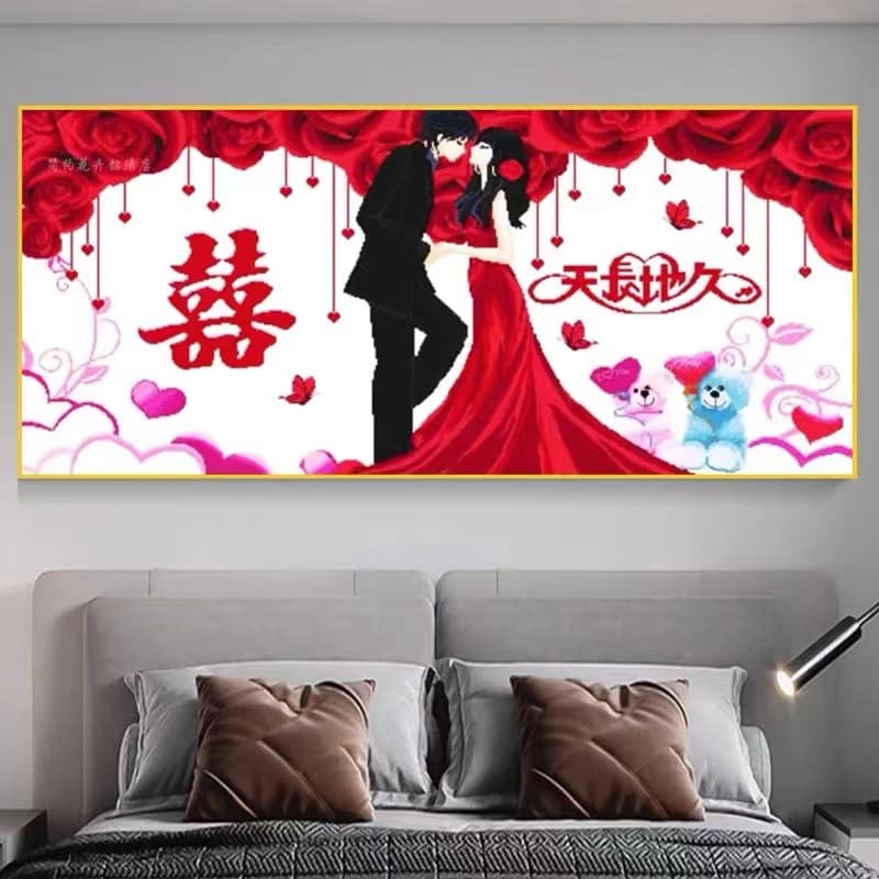 "Eternal Love" Cross Stitch 2025 New Style, Wedding Design, Festive Living Room Style, Large Scale Cross Stitch