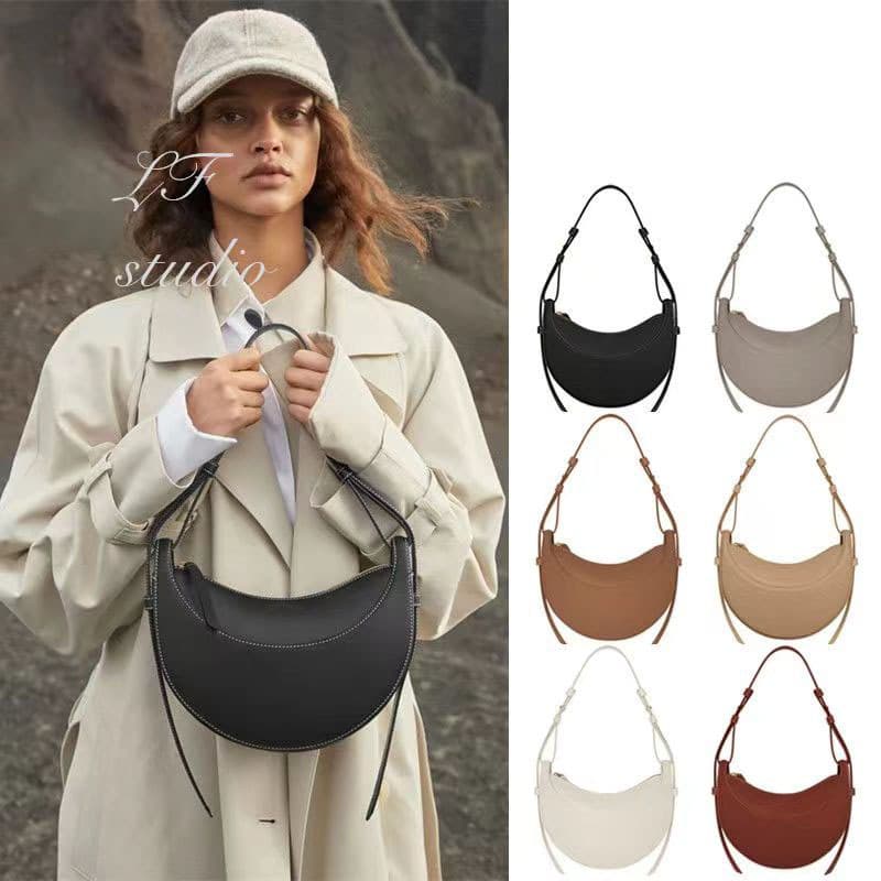 Cross-border Export to France Niche Design Shoulder Bag Crossbody Bag Women's Pebble Grain Crescent Bag Underarm Bag Saddle Bag