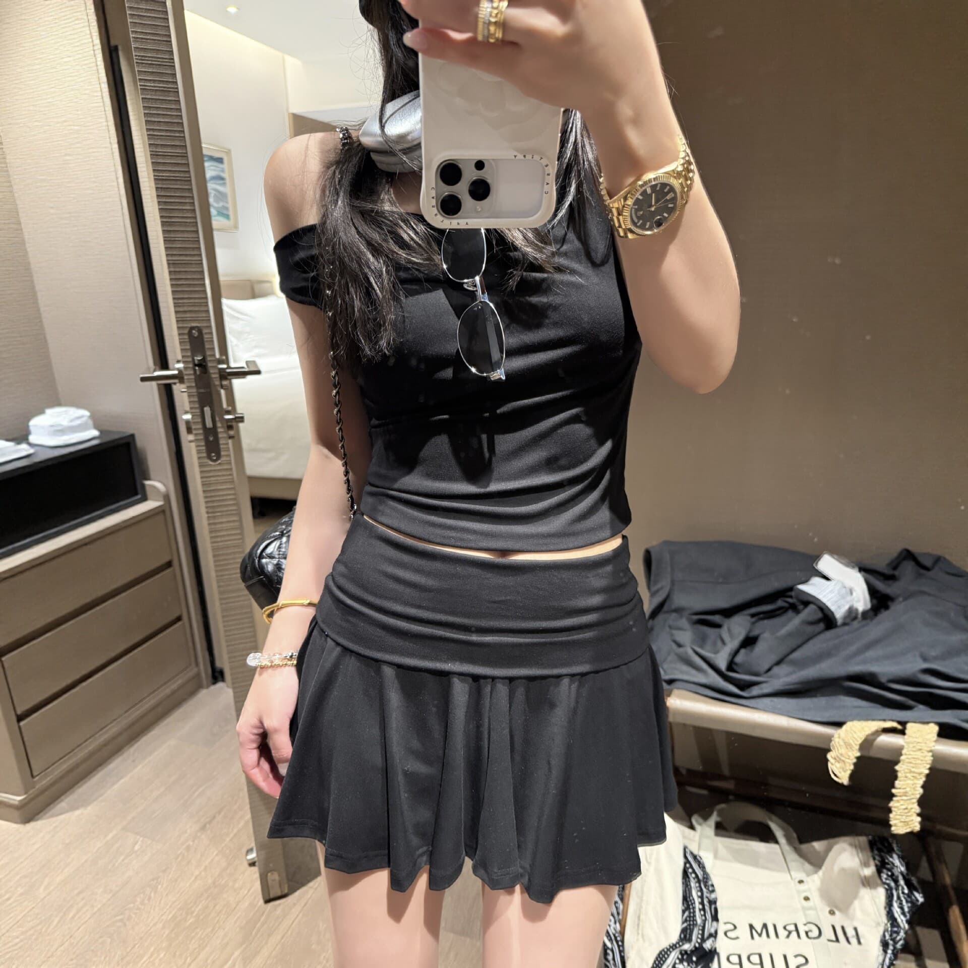 High Waist Slim Pleated Knitted Short Skirt Women 2026 Summer New A-Line Skirt Fashion Hot Girl Style Half Skirt Skirt Pants