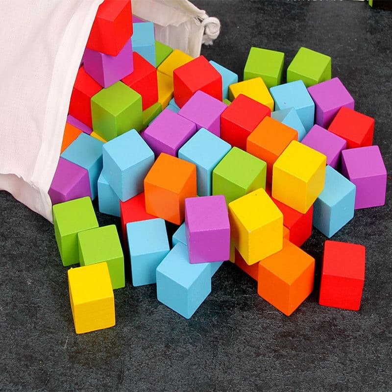 Puzzle cube building blocks children's early education toys 100 pieces cube thinking training geometric color building blocks
