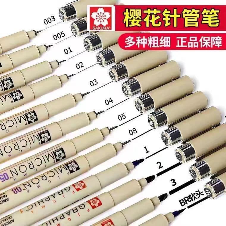 Japan Sakura waterproof pigment liner pen for sketching, outlining, hand drawing, black contour pen