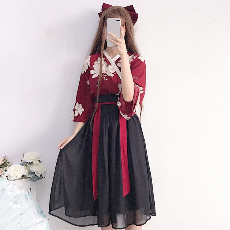 Han Elements Improved Young Girl "Flower Field Yao" Daily Ancient Style Student Class Uniform Chinese Style Skirt Hanfu Fairy Republic of China