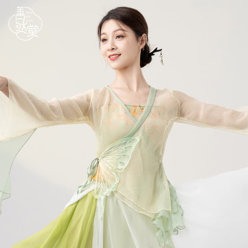 Shanrantang Butterfly Gauze Top Classical Dance Performance Clothing Flowy Women's Chiffon Body Rhythm Practice Wear Chinese Ancient Style Top